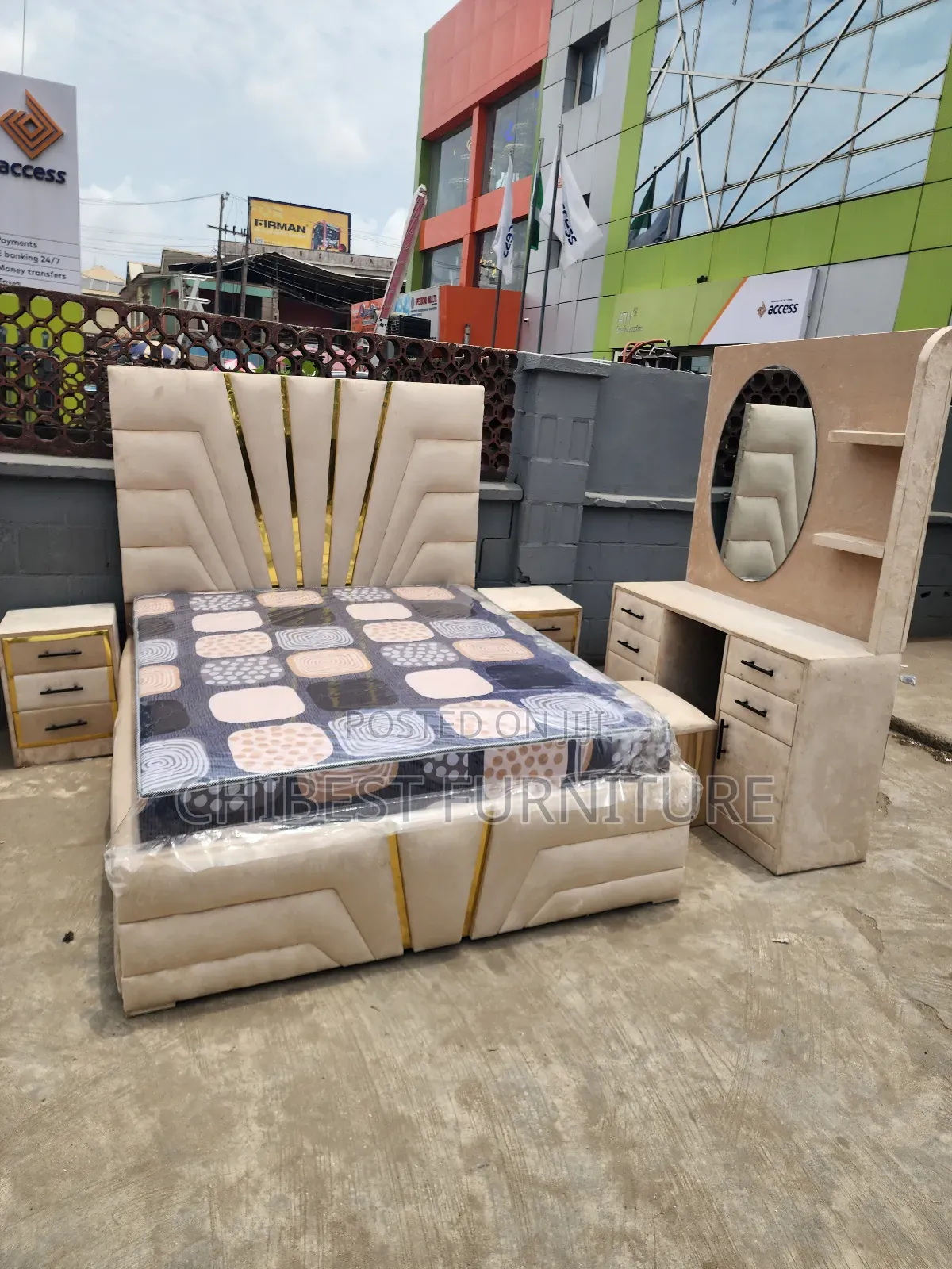 Padded 5by6 Bed Frame With Full Accessories.