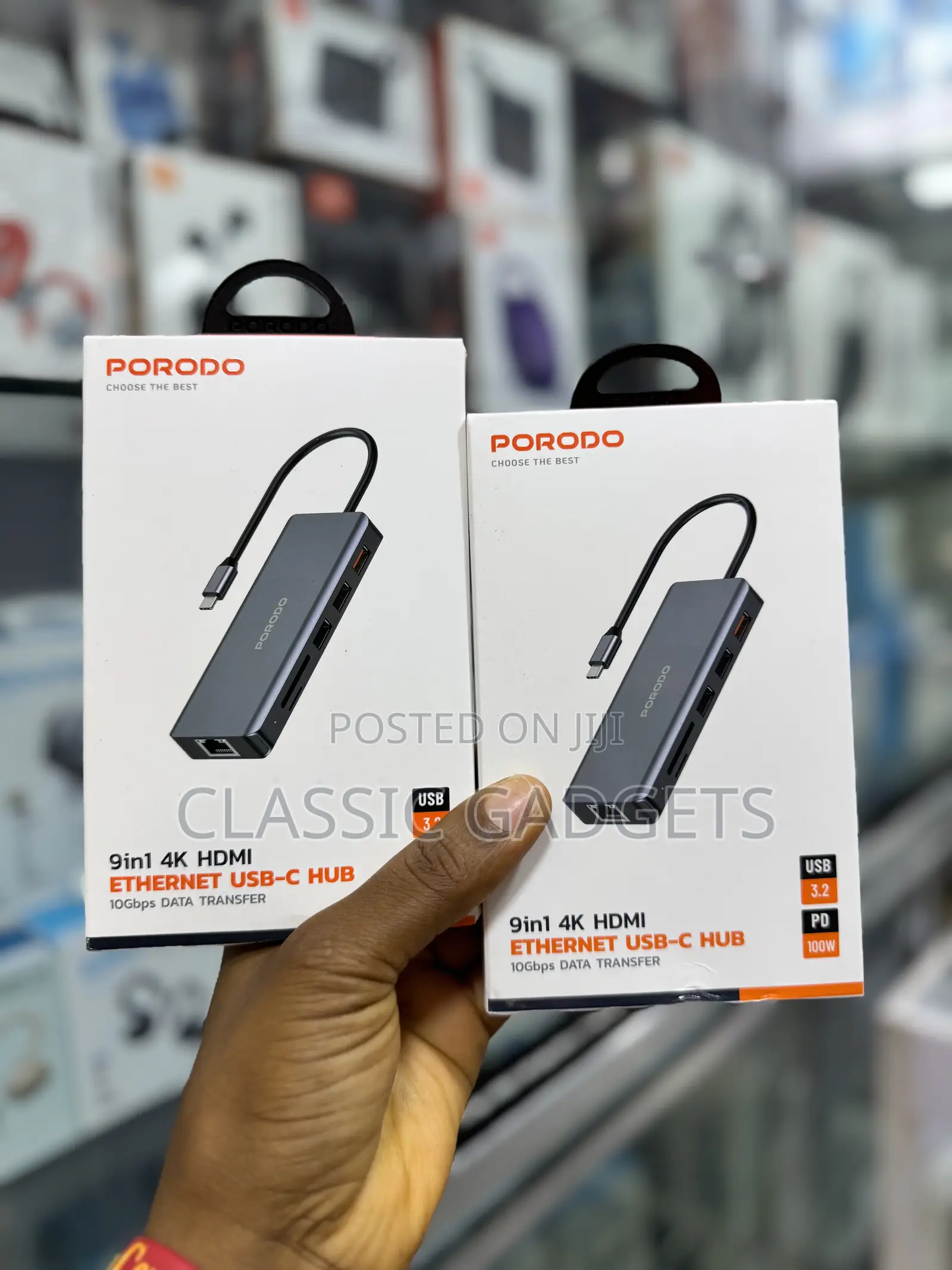 Porodo 9in1 Usb-C Hub Withtype-C Pd 100w and Hdmi Ethernet