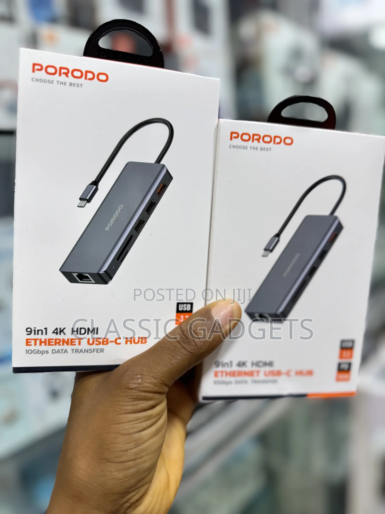 Porodo 9in1 Usb-C Hub Withtype-C Pd 100w and Hdmi Ethernet