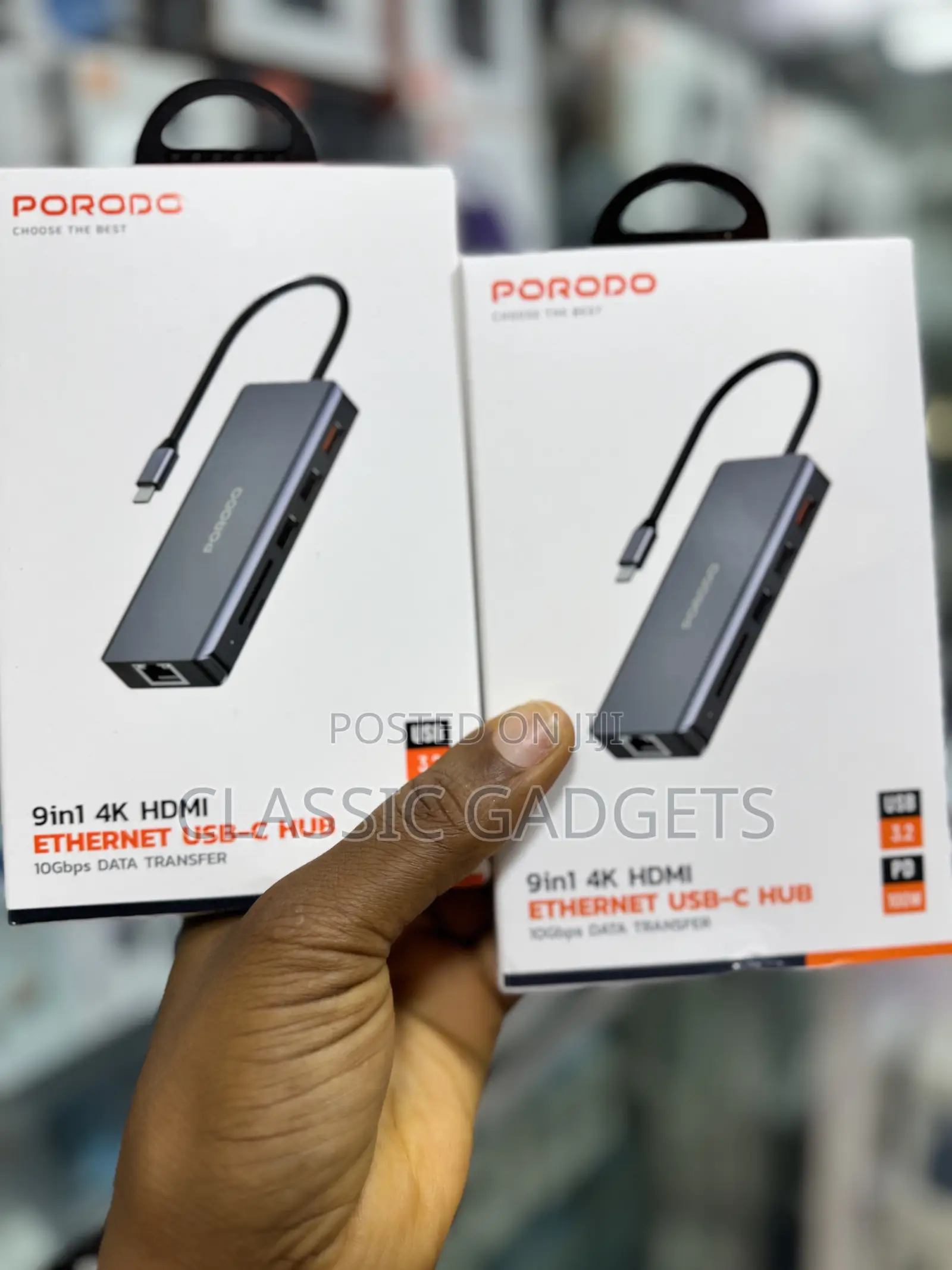 Porodo 9in1 Usb-C Hub Withtype-C Pd 100w and Hdmi Ethernet