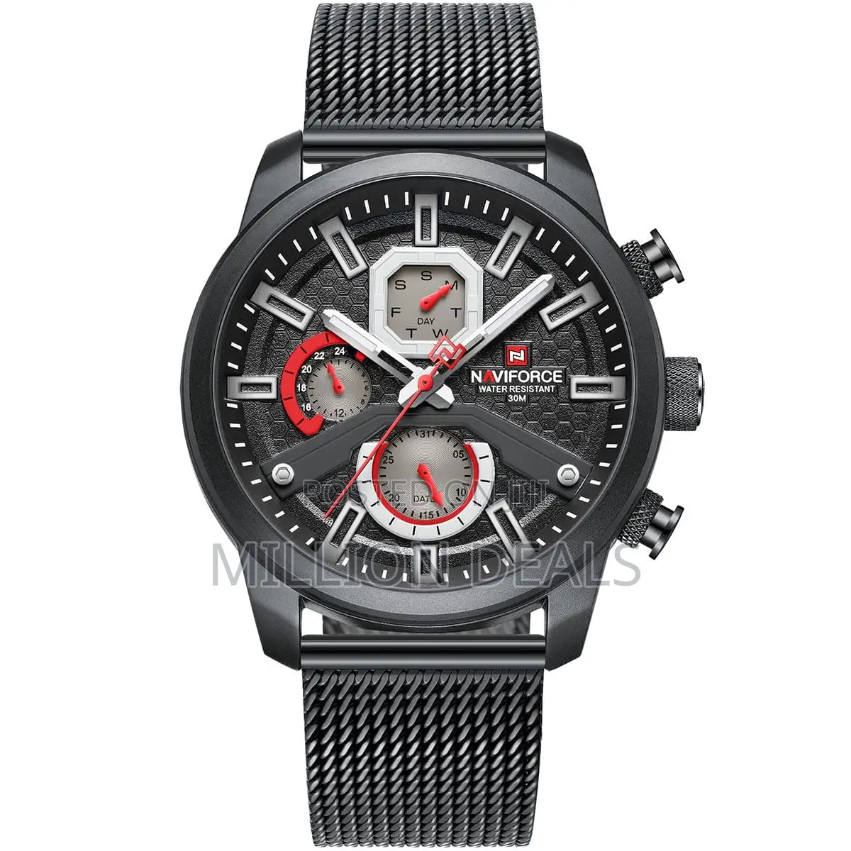 Meshed Black Luxe Men’S Chronograph Wrist Watch