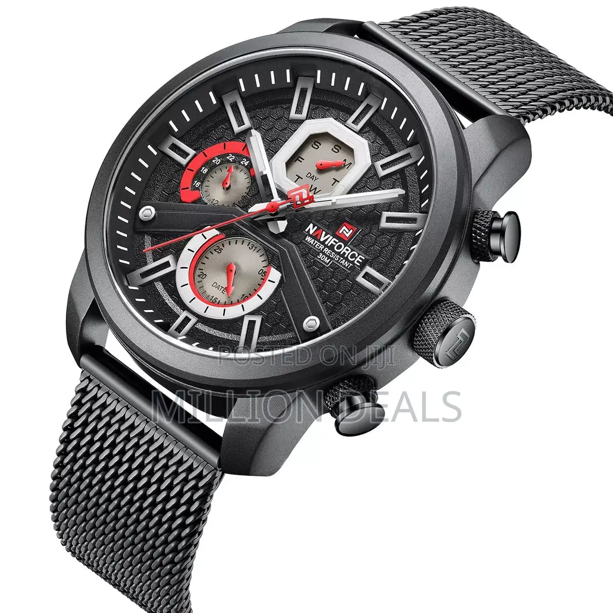 Meshed Black Luxe Men’S Chronograph Wrist Watch