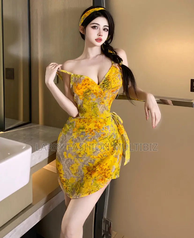 Sexy Yellow Floral Gown