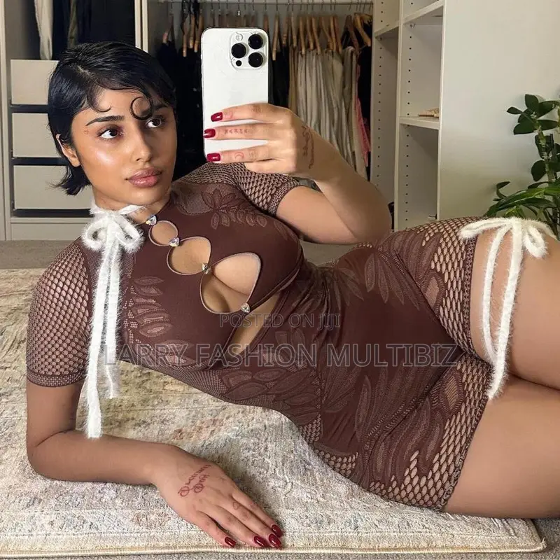Brown Erotic Open Chest Jumpsuit