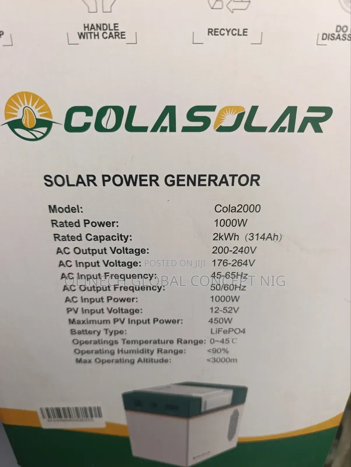 2000 W Cola Solar Power Generator