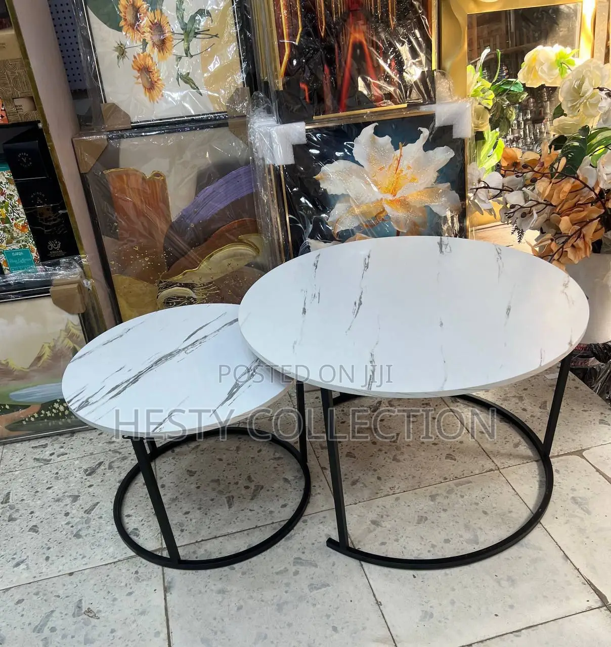 Nesting Nordic Fancy Round Faux Marble Centre Table