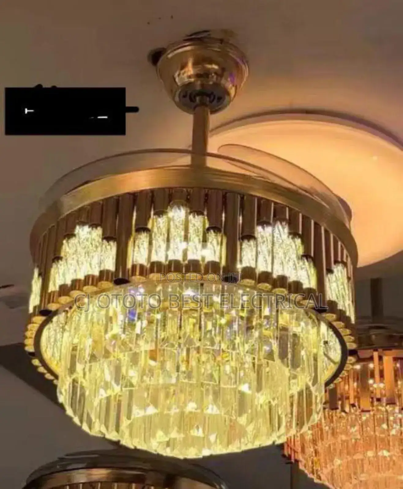 Crystal Luxury Fan Chandelier Light for Living Room, Nice