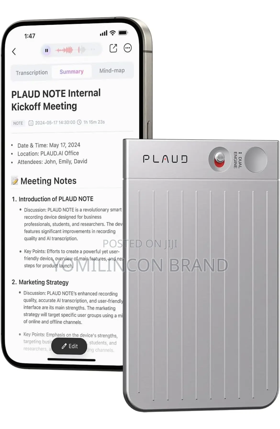 Plaud Note 64gb Smart Starlight Ai Voice Recorder