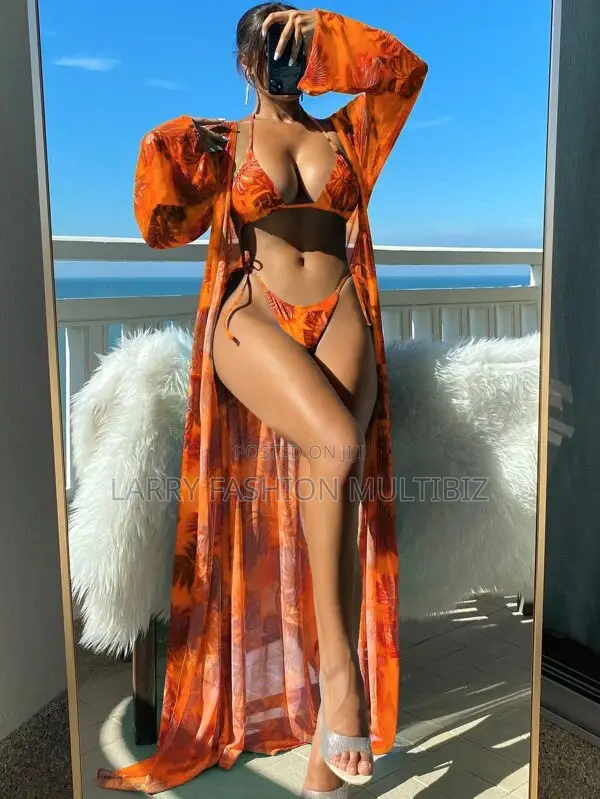 Tropical Bikini Set With Kimono