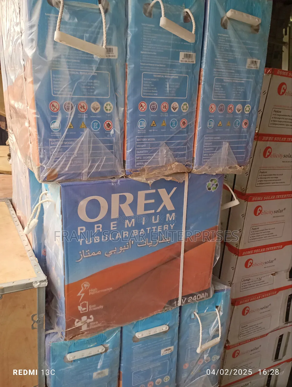 Orex Solar Tubular Battery 12v 240ahms