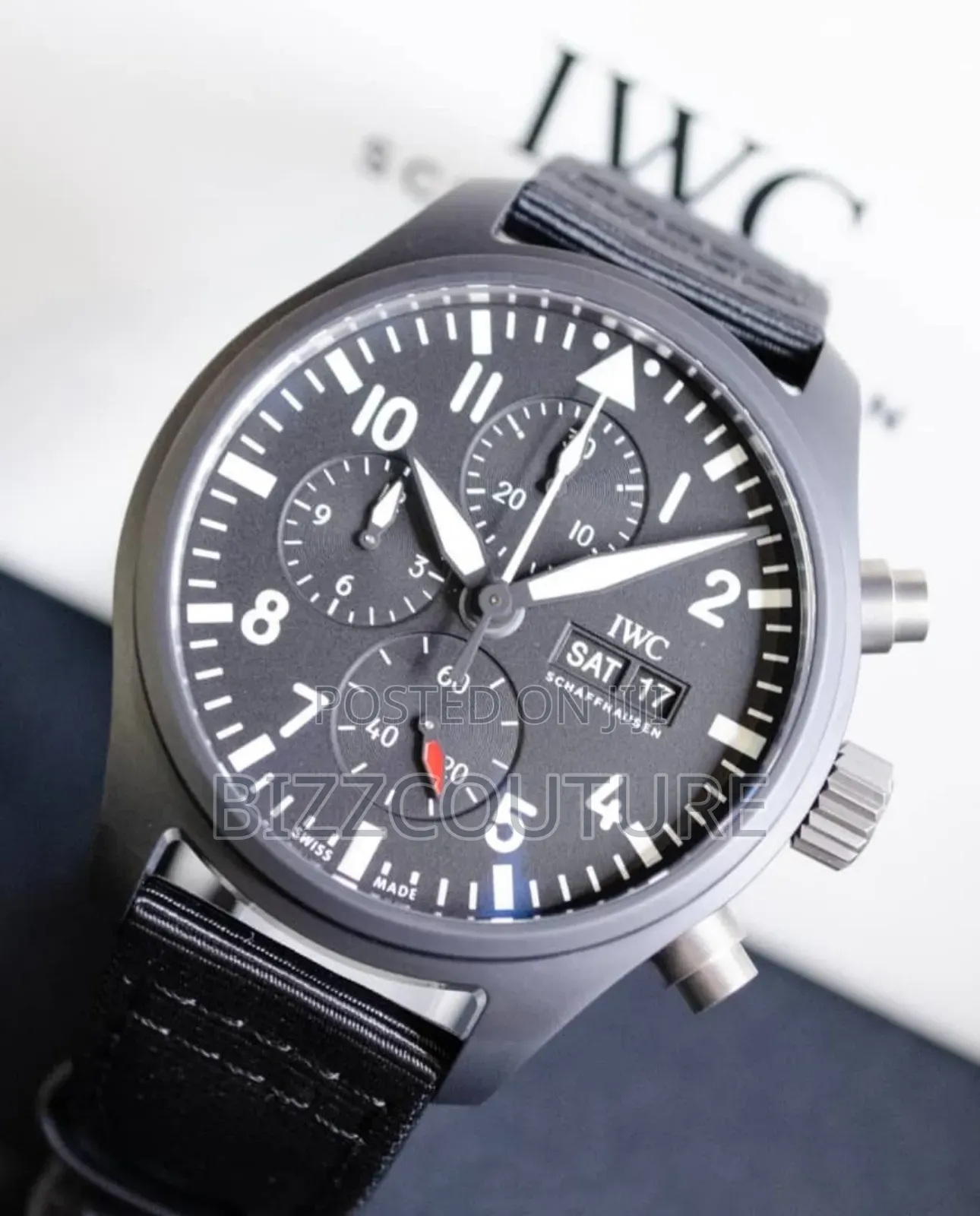 Original Iwc Shaffhausen Black Rubber Strap Watch
