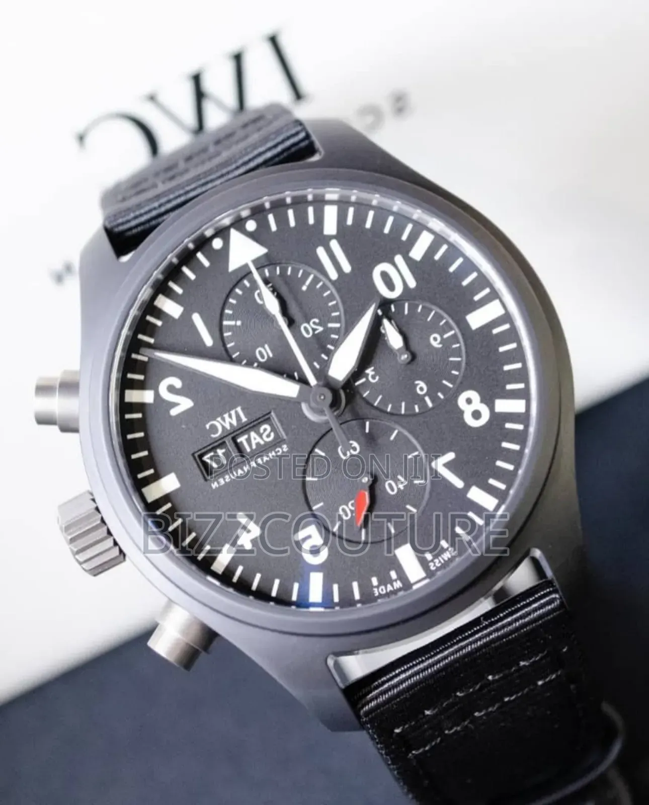 Original Iwc Shaffhausen Black Rubber Strap Watch