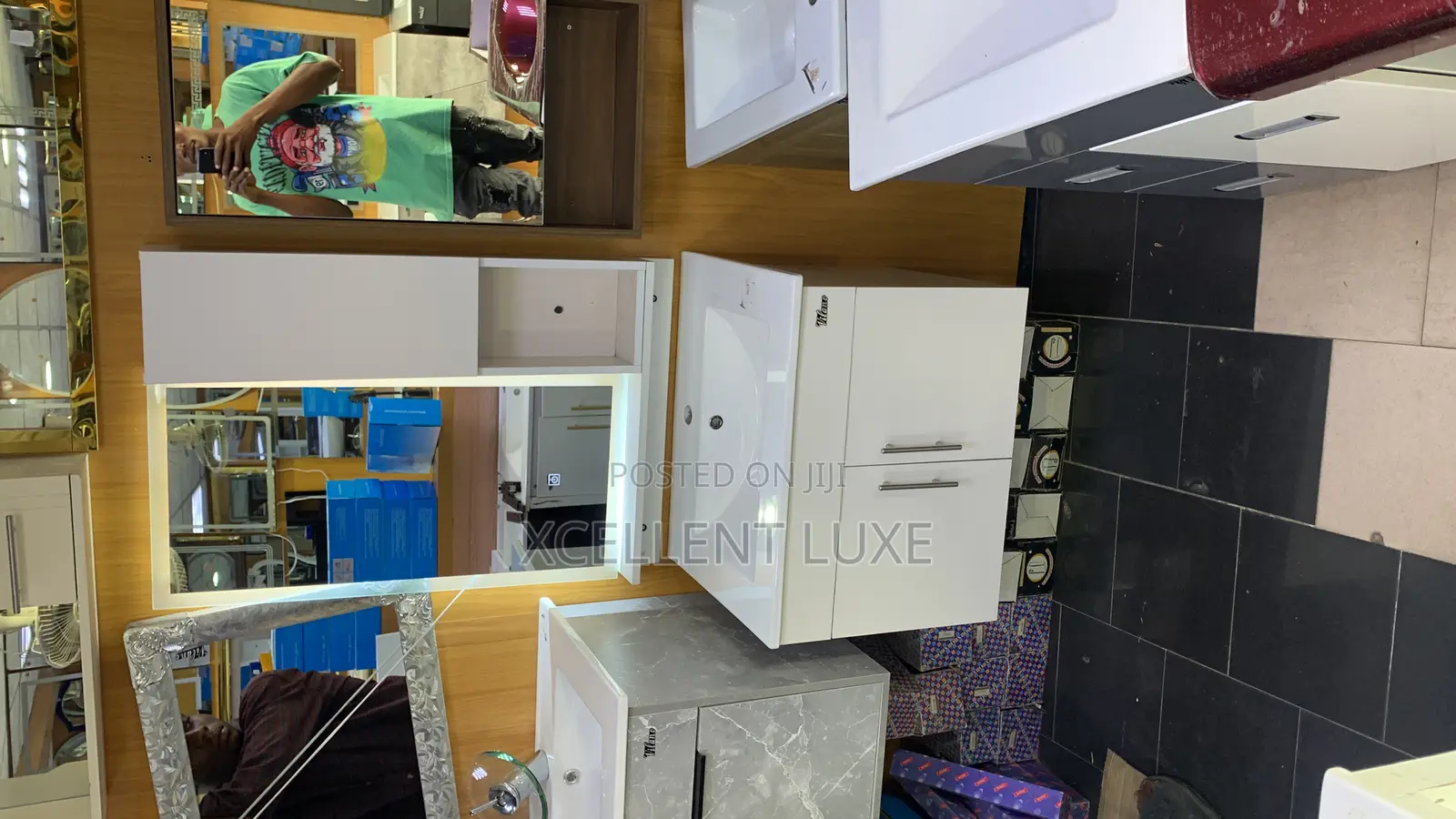 Suspended Wall Hung Cabinet Basin With Led Mirror