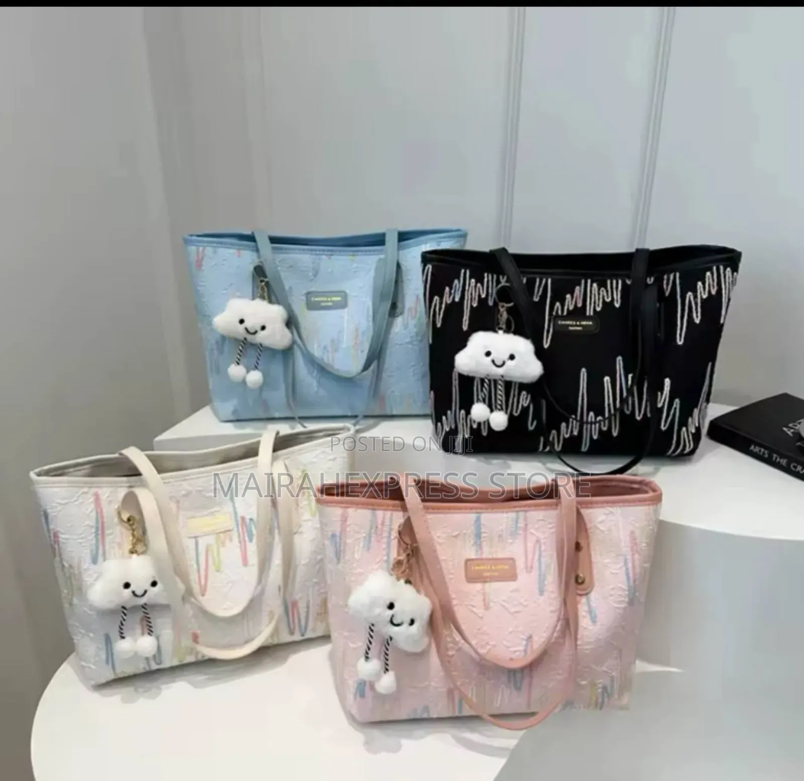 Cute Pendant Textured Work Commuting Shoulder Tote Bag