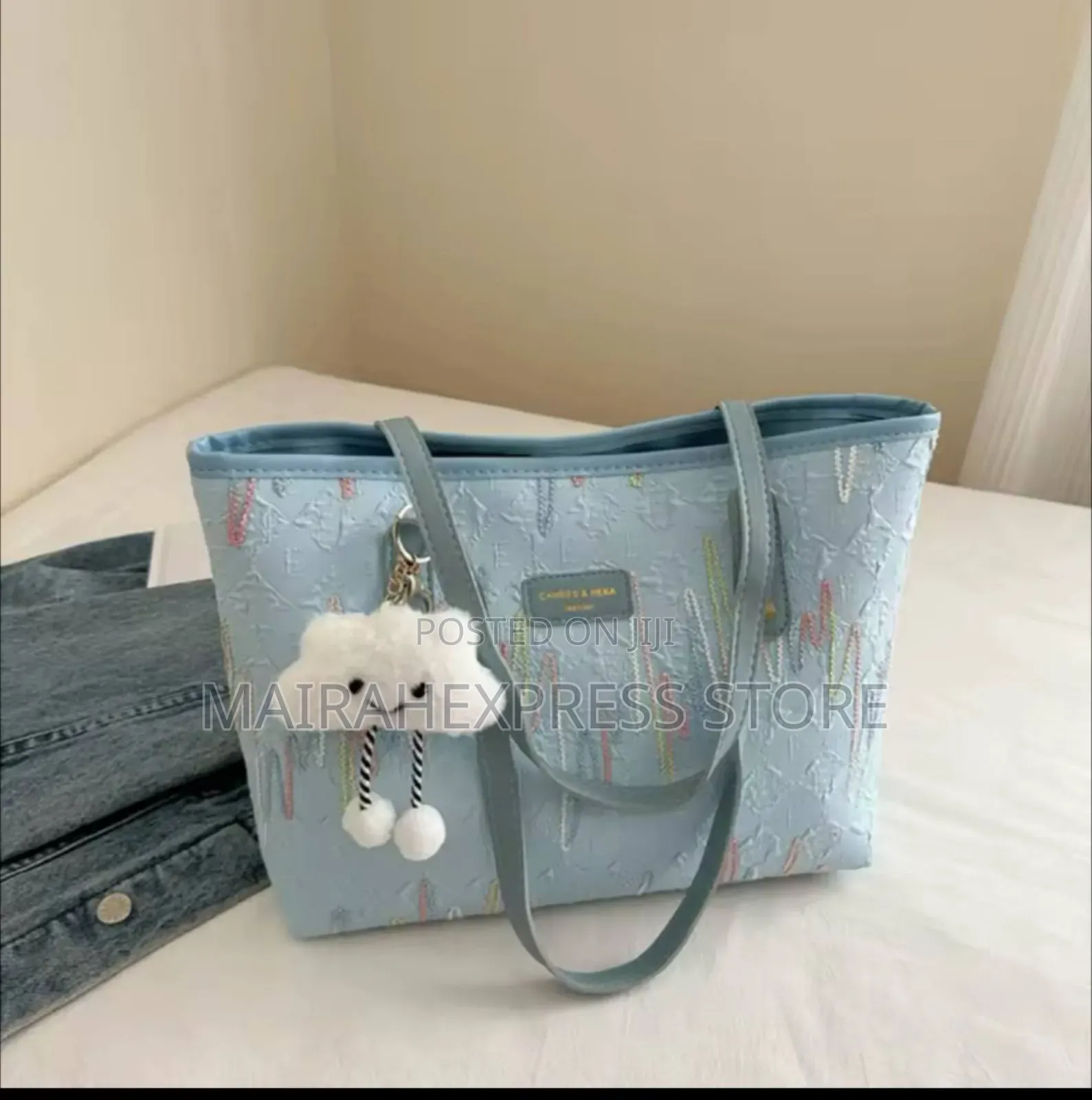 Cute Pendant Textured Work Commuting Shoulder Tote Bag