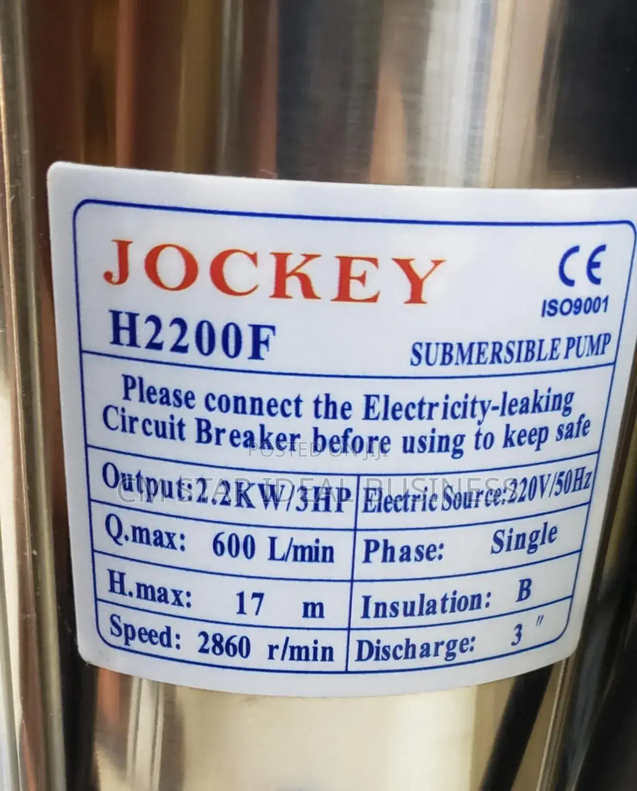 Jockey Sewage Pump 3hp