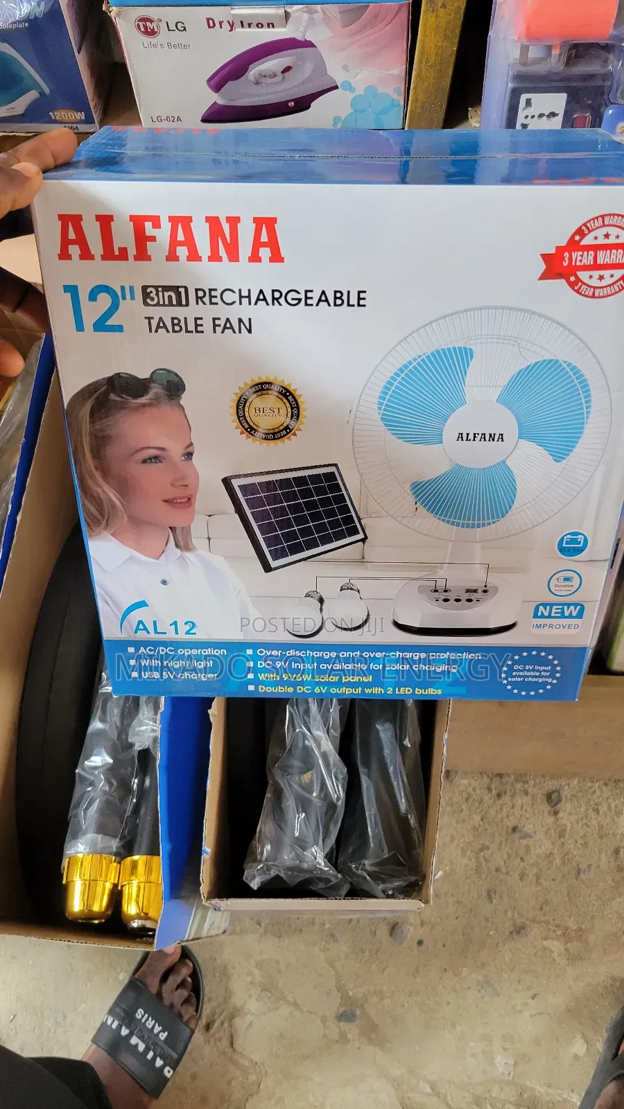 12" 3in1 Alfana Rechargeable Fan