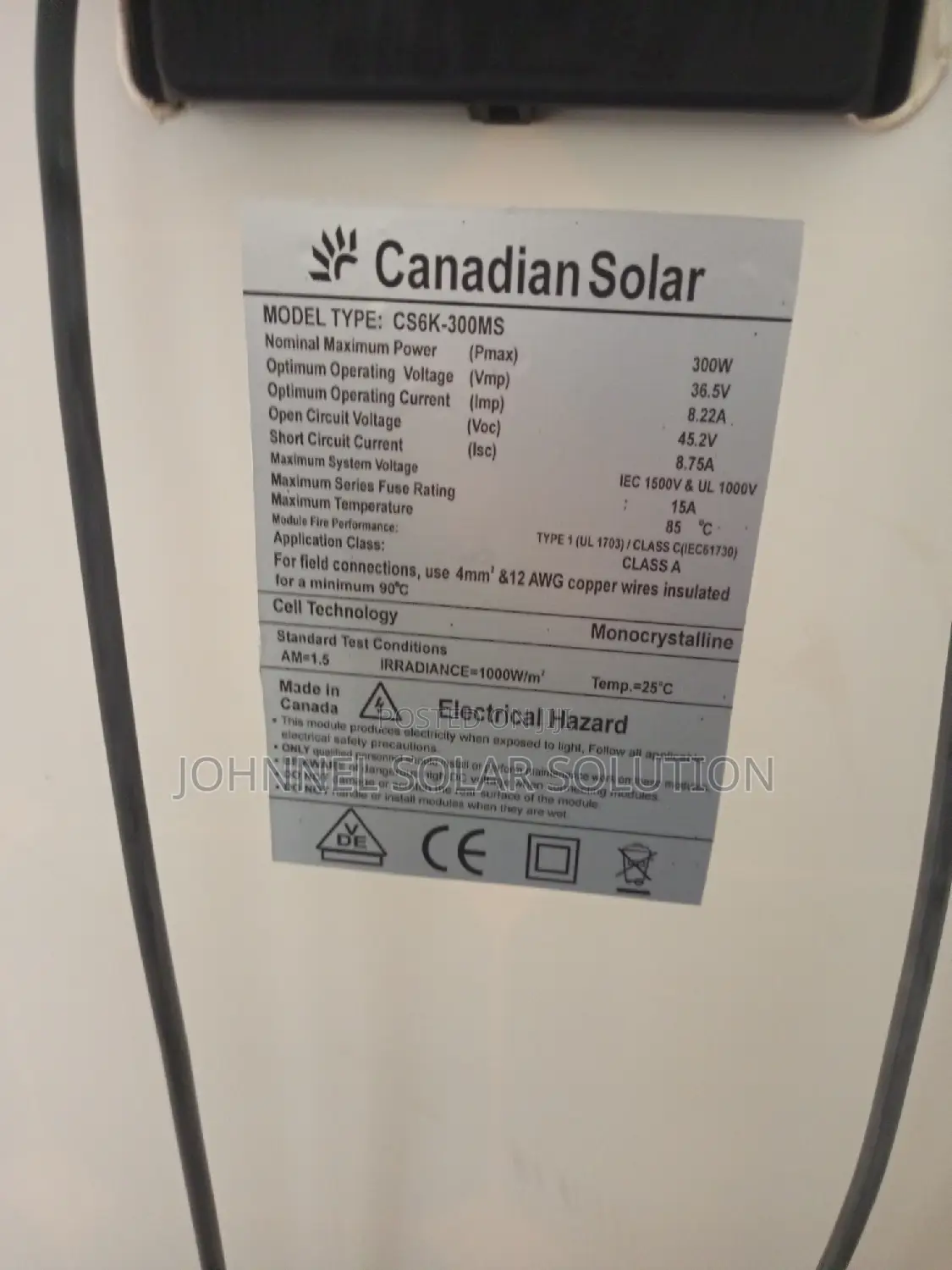 300watts 72cells Mono Canadian Solar Panel