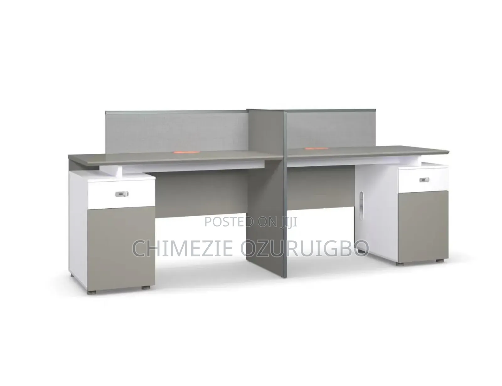 Same Side Two Seater Workstation Table With Attached Drawers