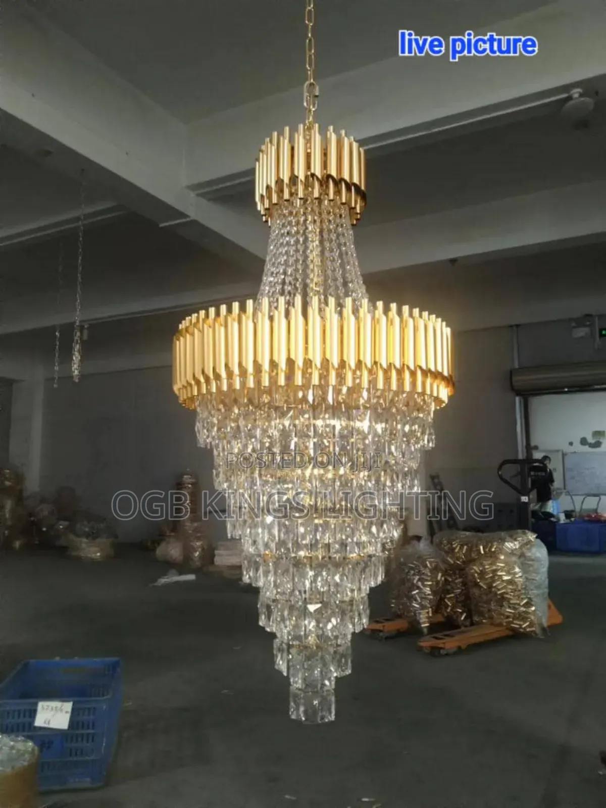 Gold Crystal Chandelier for Hotel Lobby Foyer Project Stairw