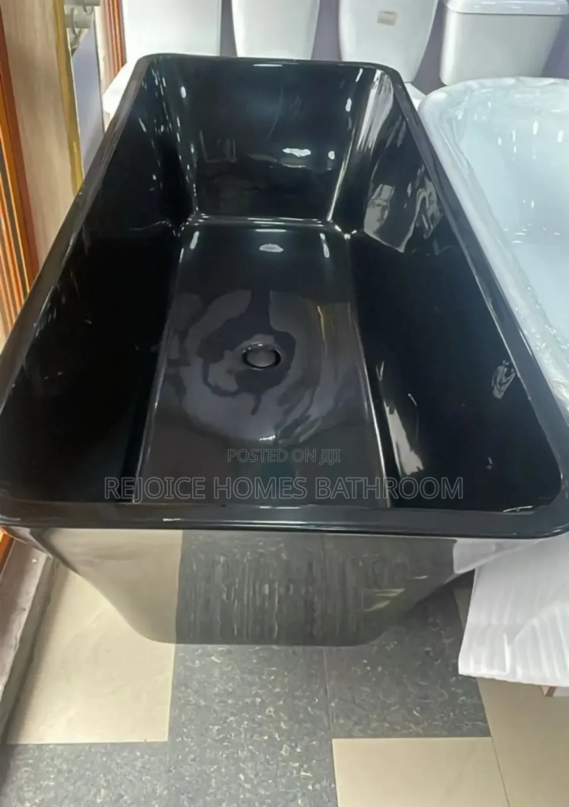 Black Square Freestand Bathtub/Stand Alone/Soak Bathtub