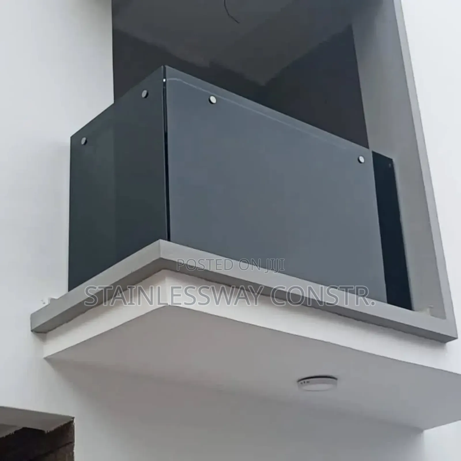 Dark Grey Balcony Glass Standard Railing 