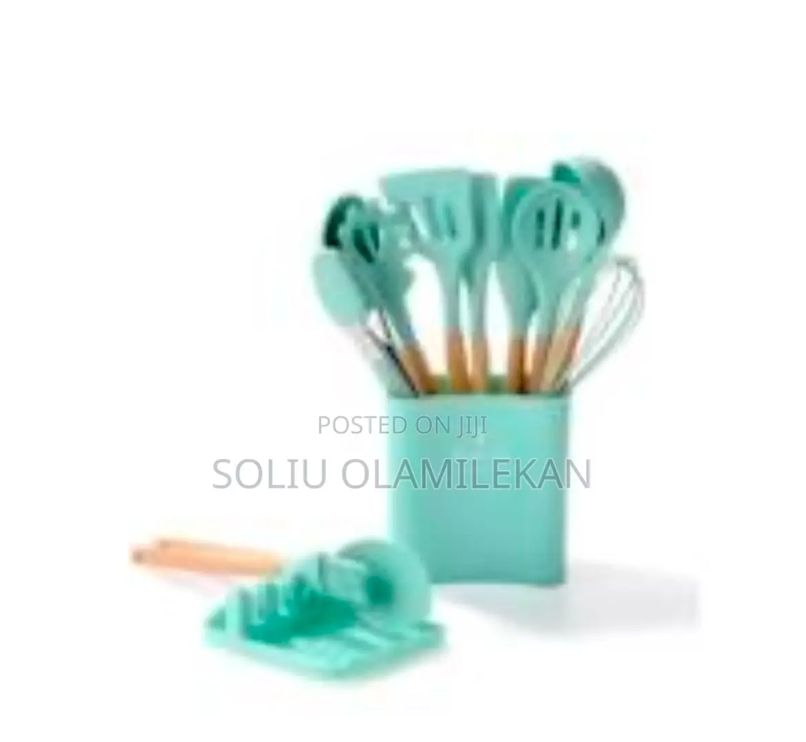 Silicone Cooking Spoon Set With Spoon Rest Holder 12 PCS
