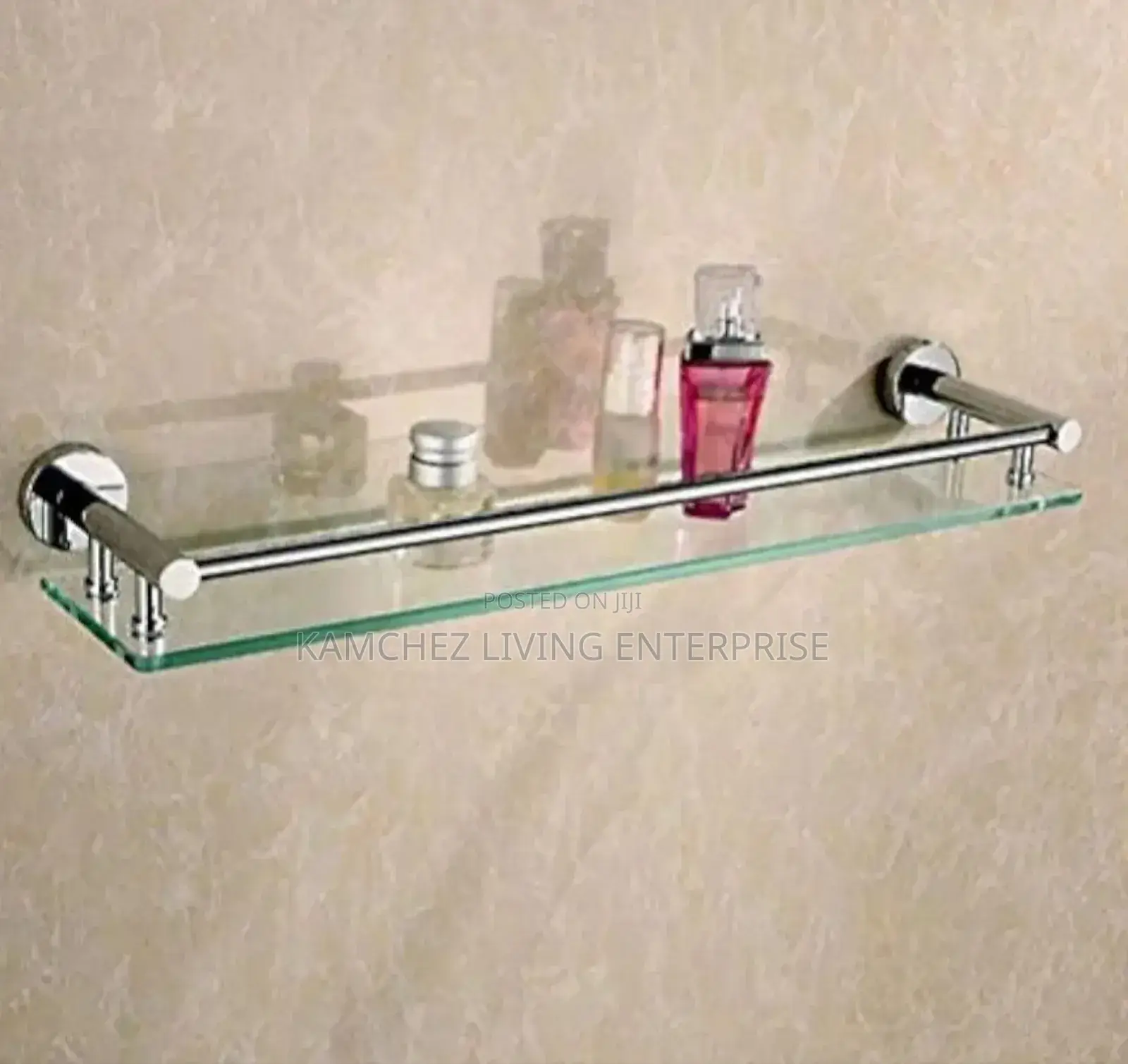 Wall-Mounted Glass Bathroom Shelf With Towel Bar