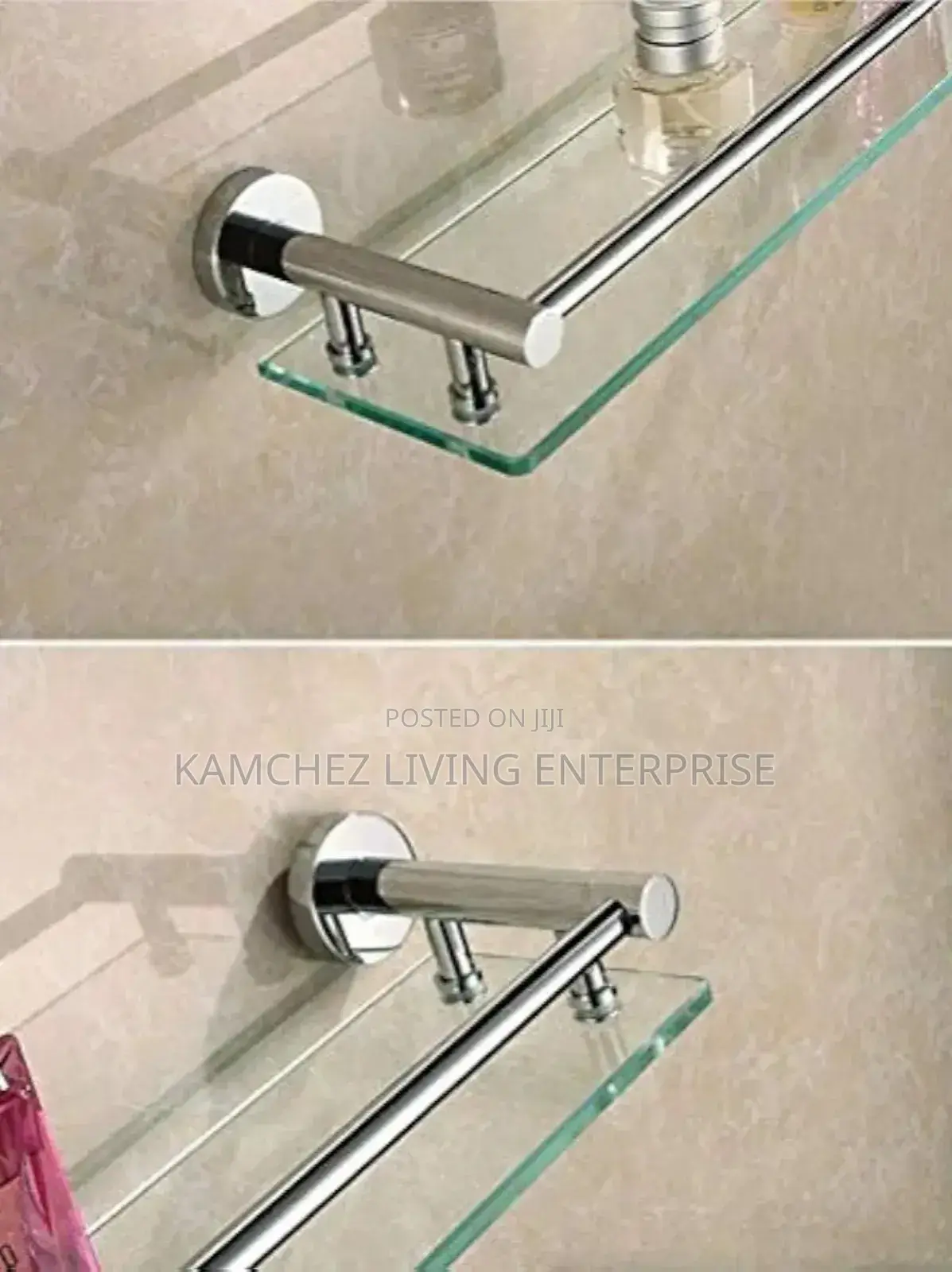 Wall-Mounted Glass Bathroom Shelf With Towel Bar