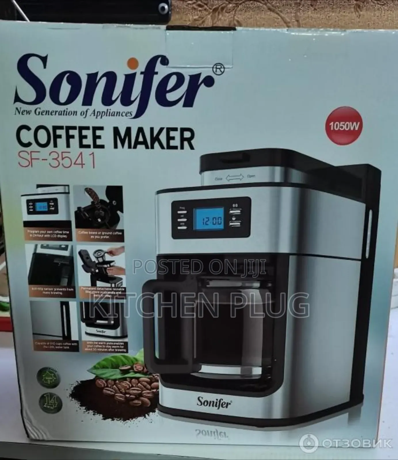 Sonifer Sf-3541 2 on 1 Coffee Maker and Grinder
