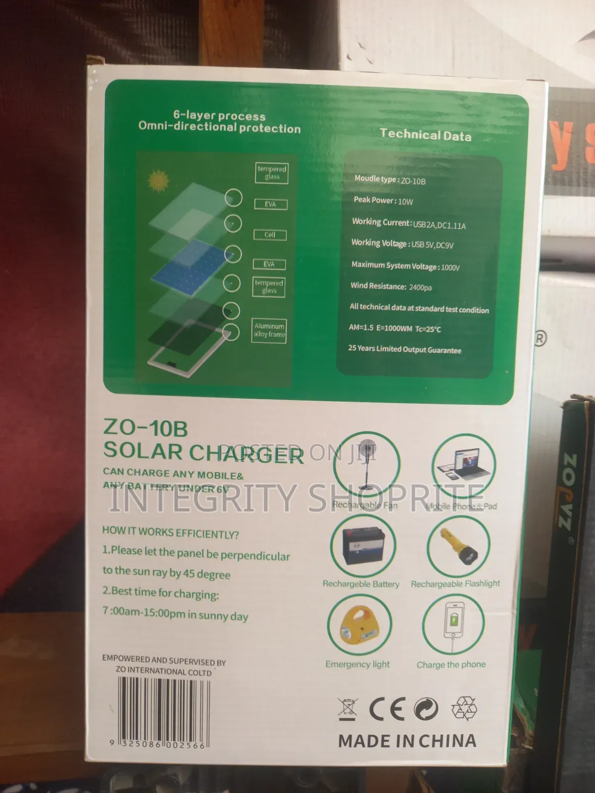 Solar Charger Zo-10b 10w