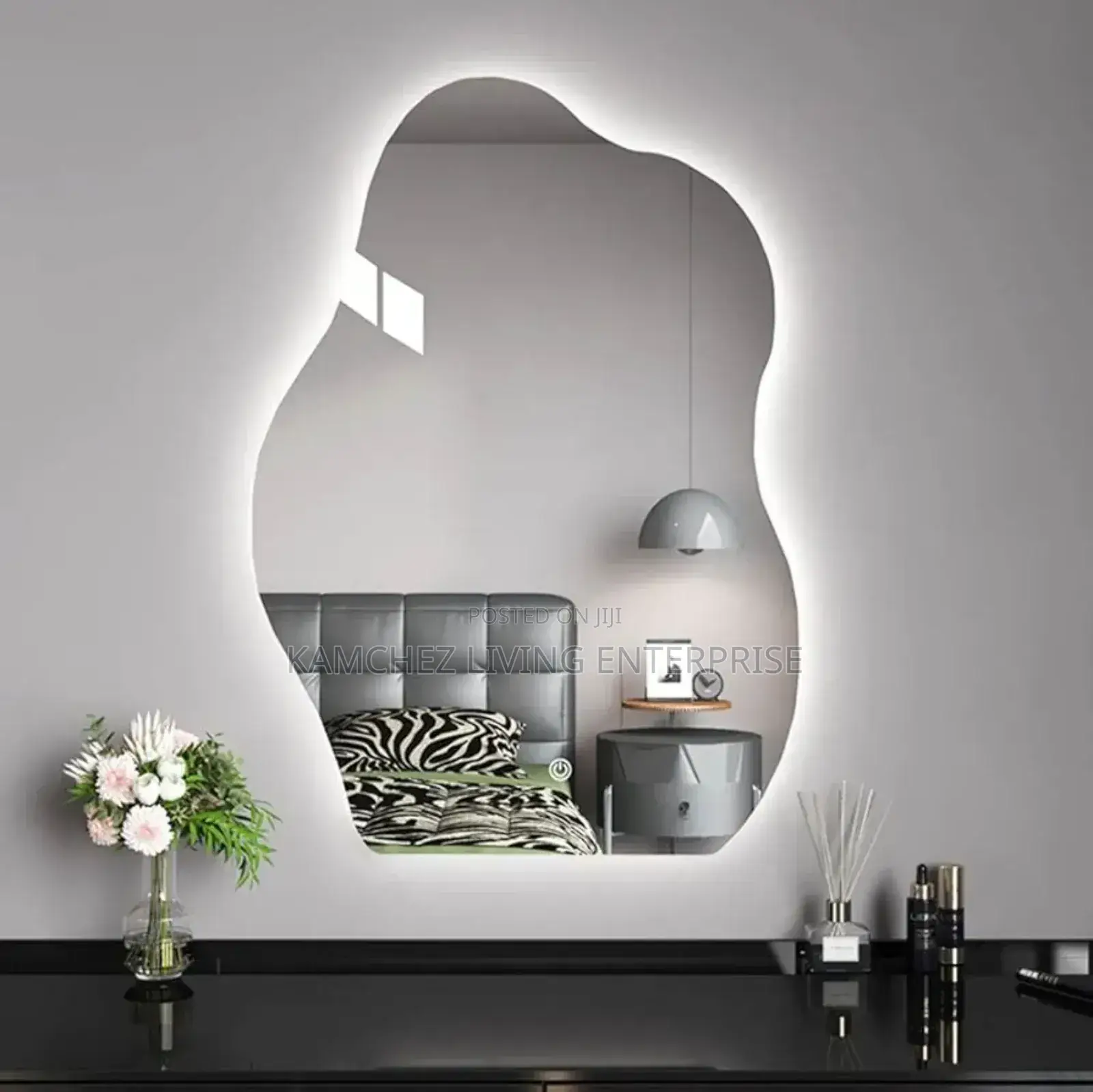 Irregular Led Bathroom Mirror – Dimmable Touch Vanity