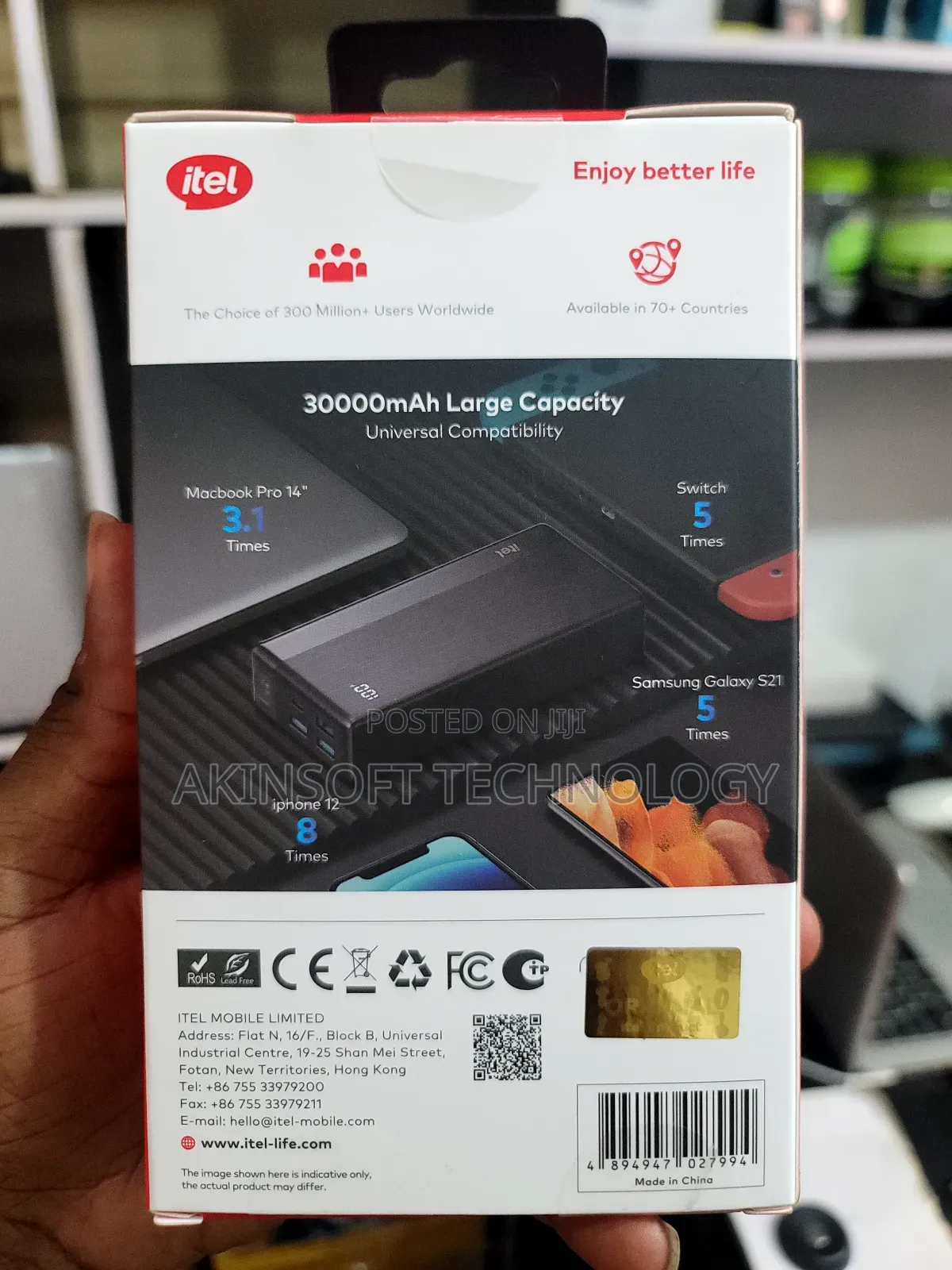 Itel 30000mah Type-C Output Fast Charging Power Bank