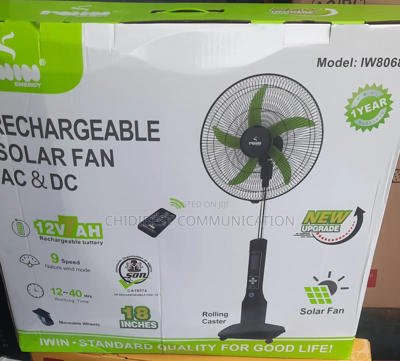 Rechargeable Solar Fan Ac and Dc