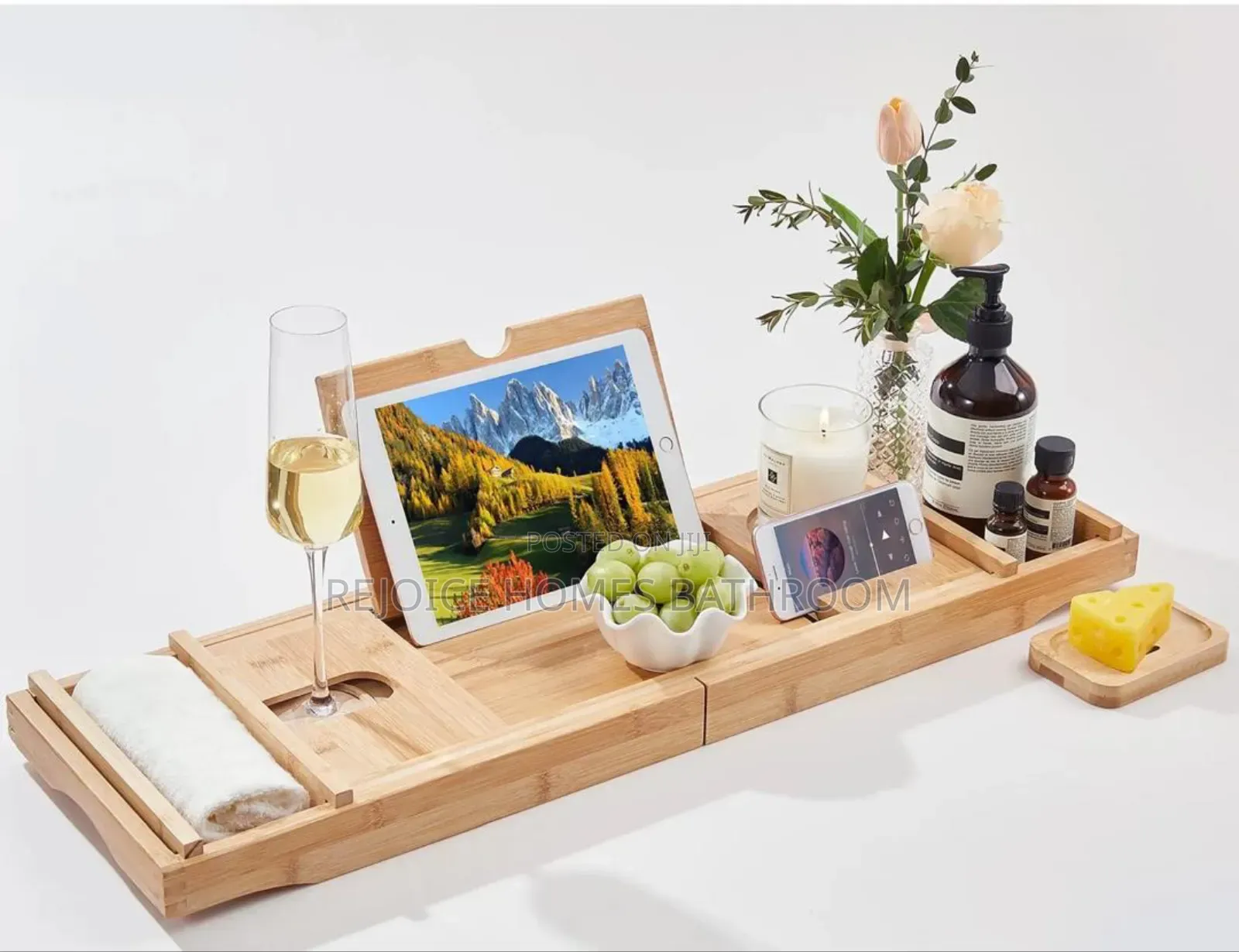 Wooden Freestand Bathtub Shelf/Rack/Tray