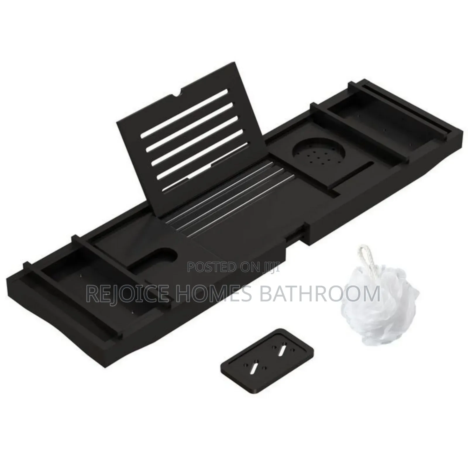 White/Black Wooden Freestand Bathtub Shelf/Rack/Tray