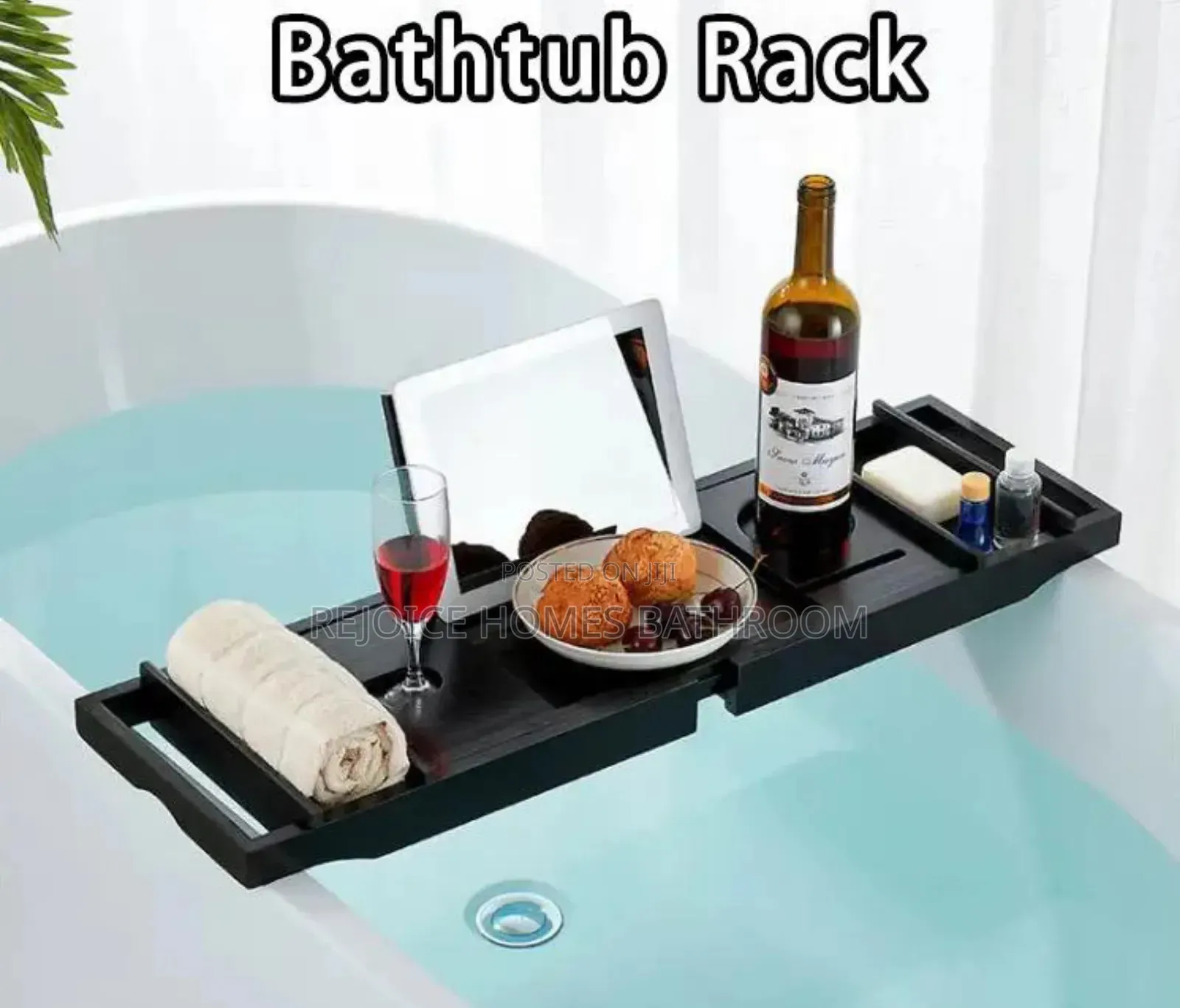 White/Black Wooden Freestand Bathtub Shelf/Rack/Tray
