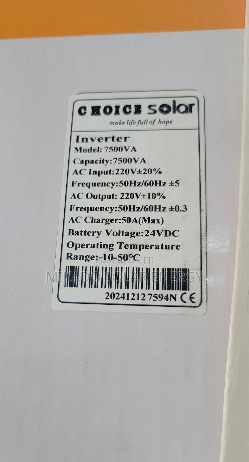 7.5kva 24v Choice Solar Pure Sine Wave Inverter