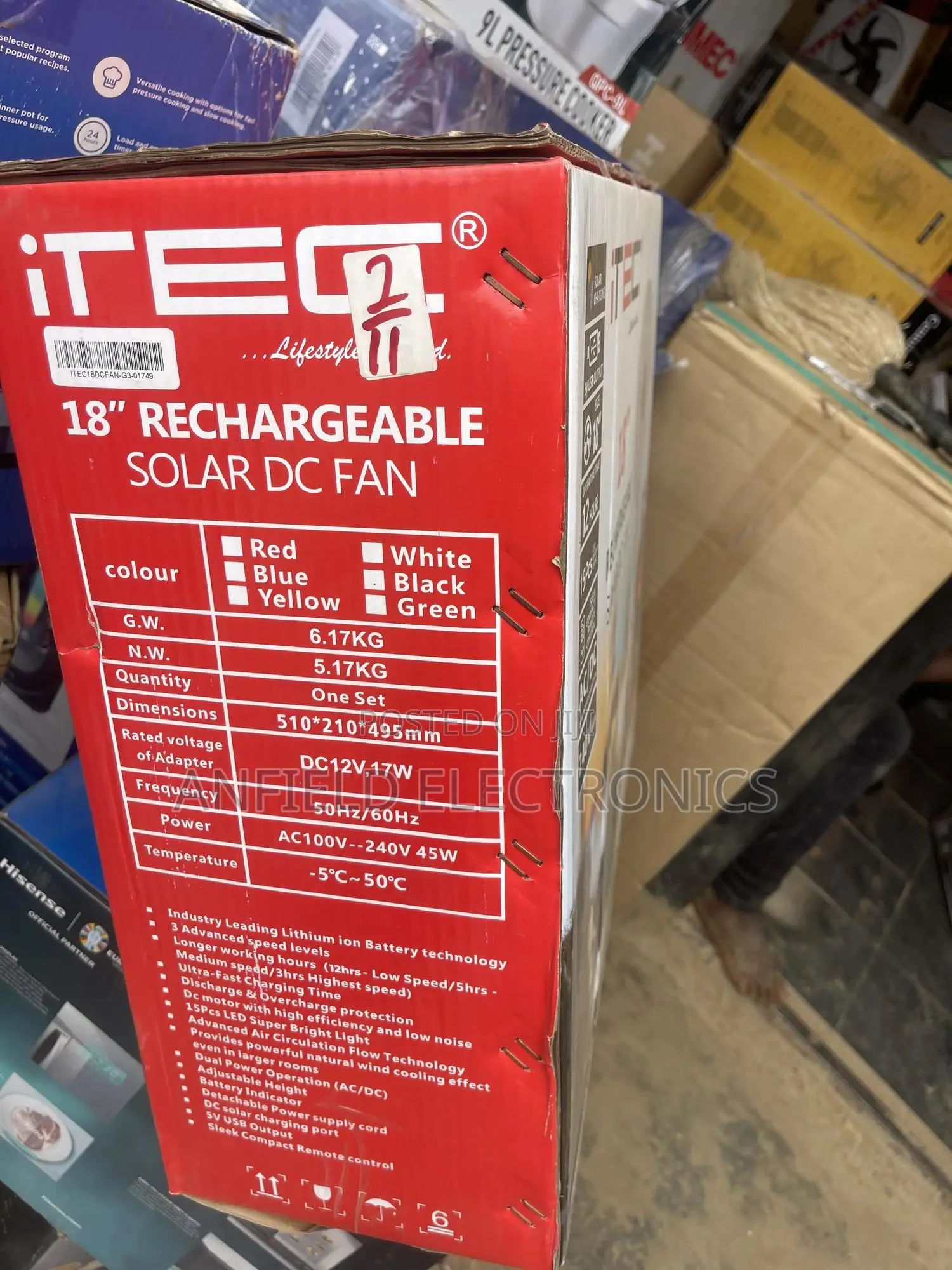 18 Inches Itec Rechargeable Standing Fan