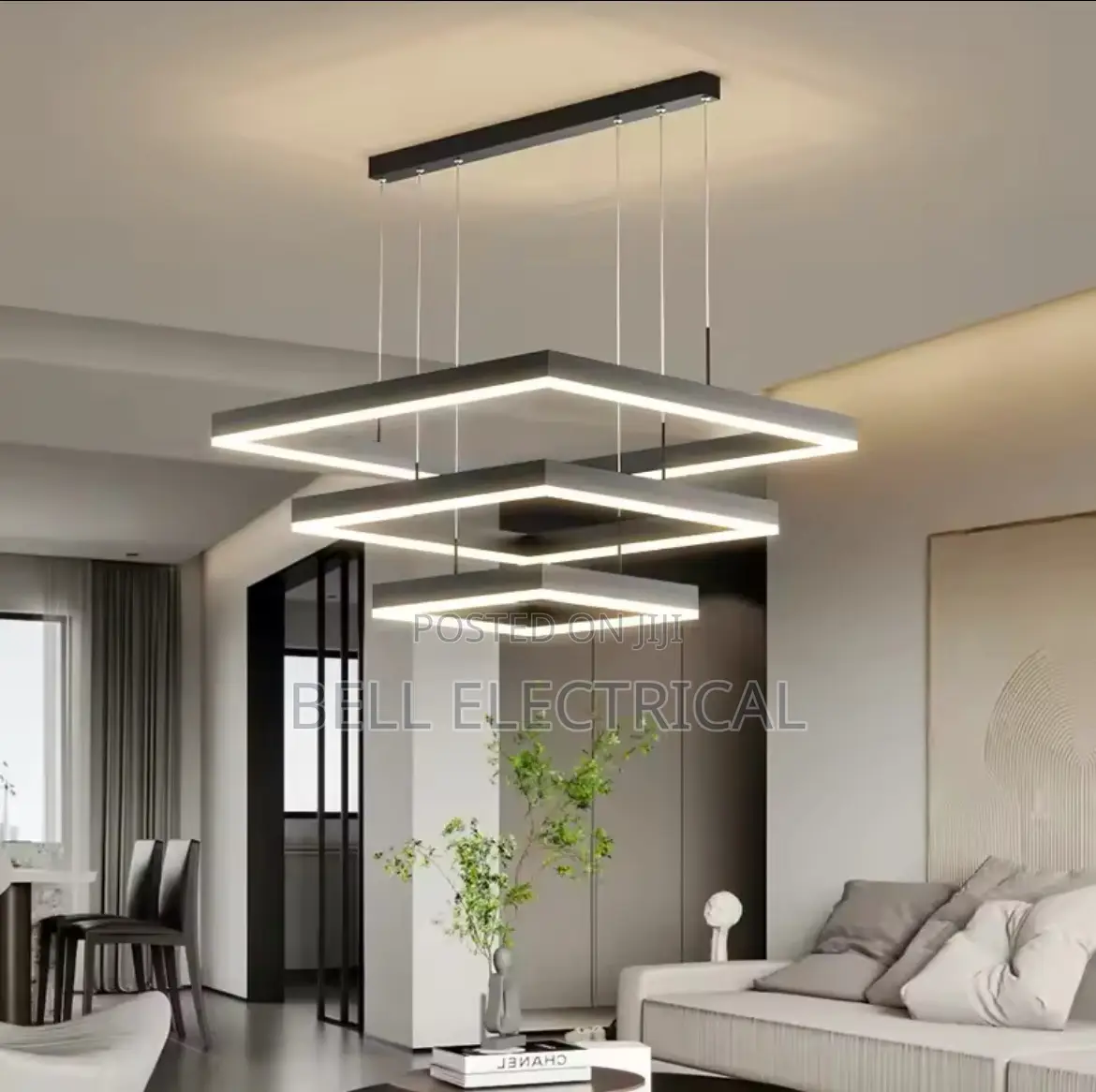 Modern Led Square Pendant Lights Dimmable Black