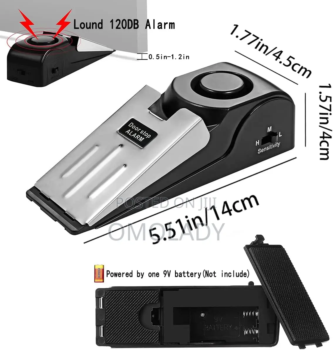 Door Stop Alarm, Adjustable Sensitivity Door Wedge Alarm,