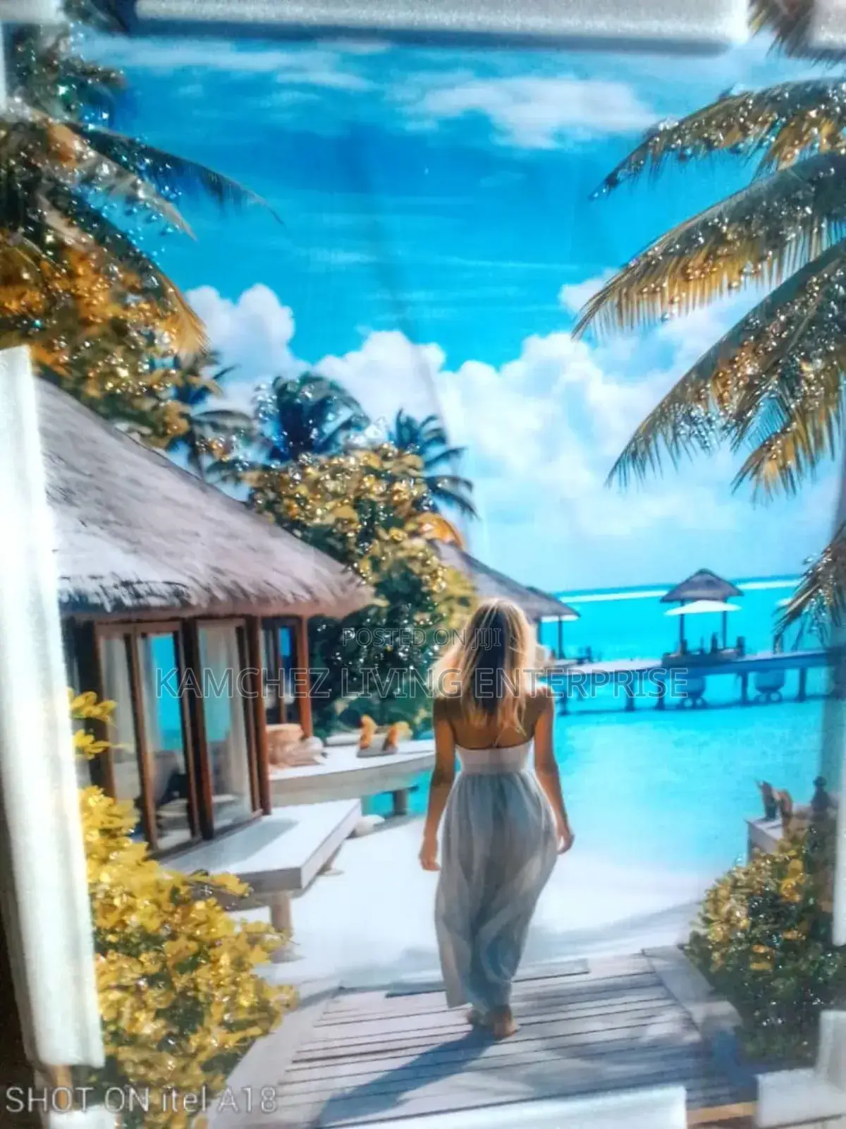 Tropical Beach Wall Art - Woman in White Dress Canvas Print