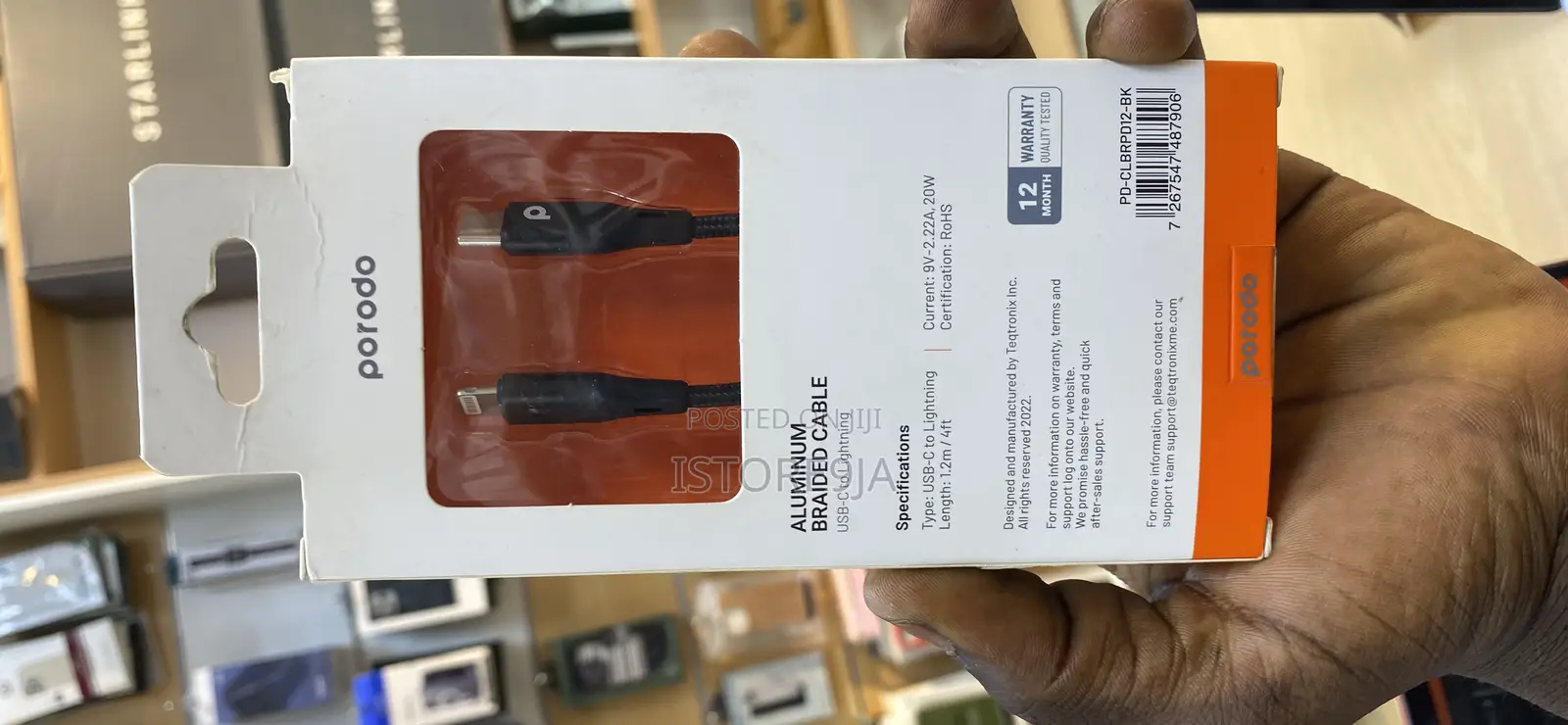 Porodo Aluminum Braided Cable Usb-C to Lightning
