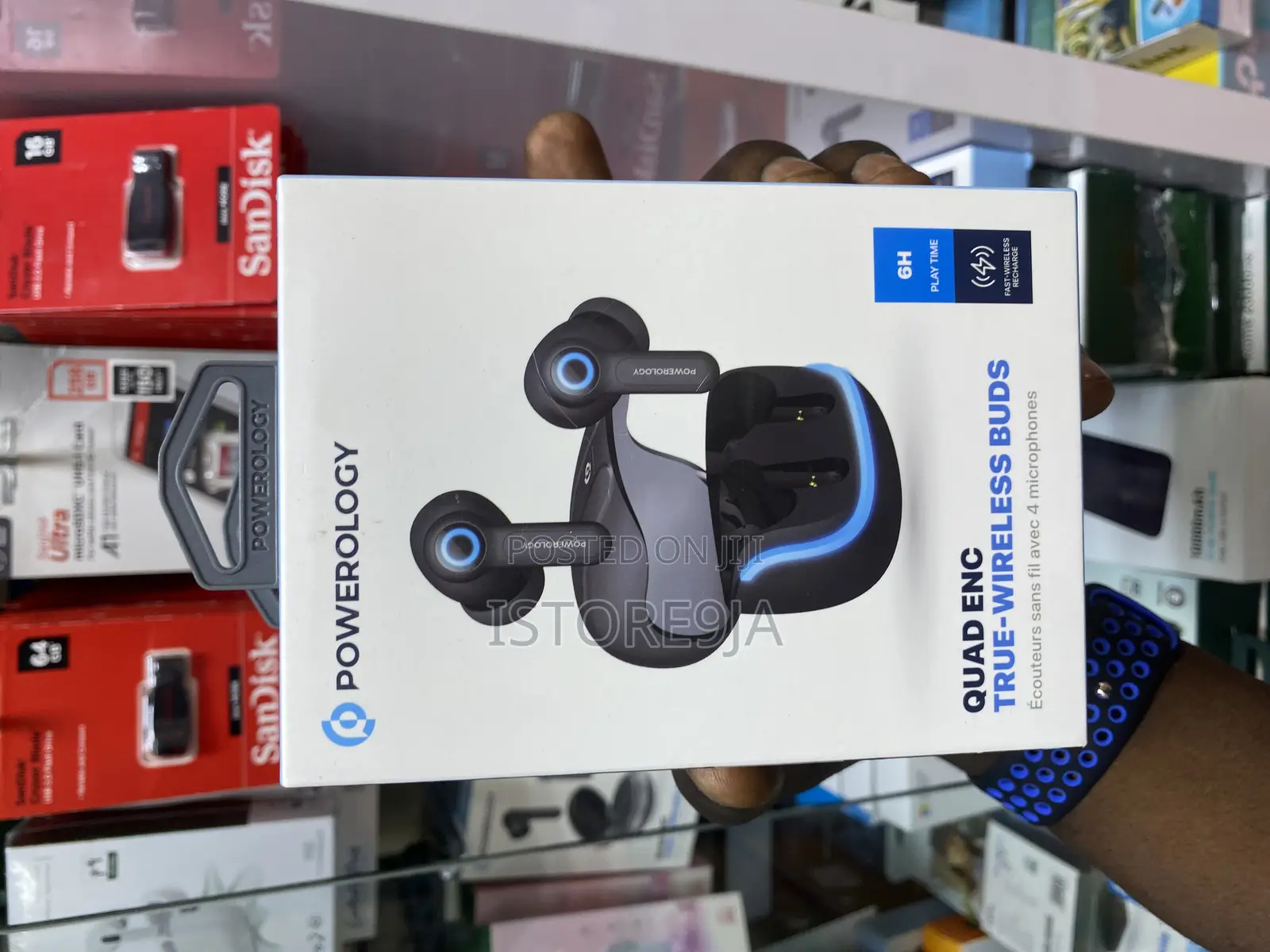 Powerology Quad Enc True Wireless Buds Blue
