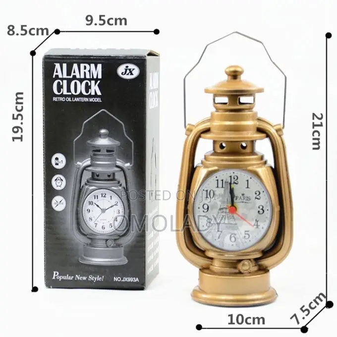 Portable Bedside Alarm Clock Vintage Kerosene Lamp Shaped