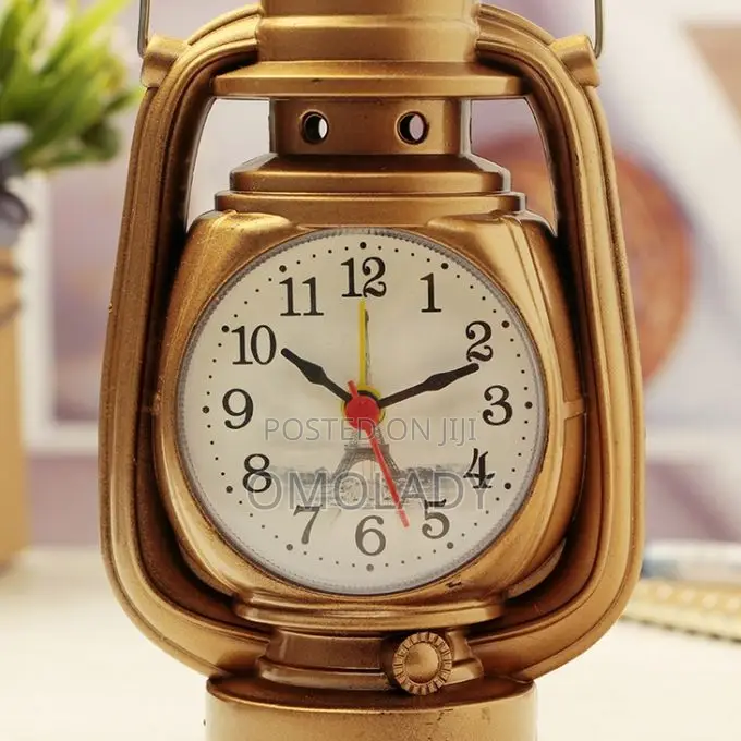 Portable Bedside Alarm Clock Vintage Kerosene Lamp Shaped