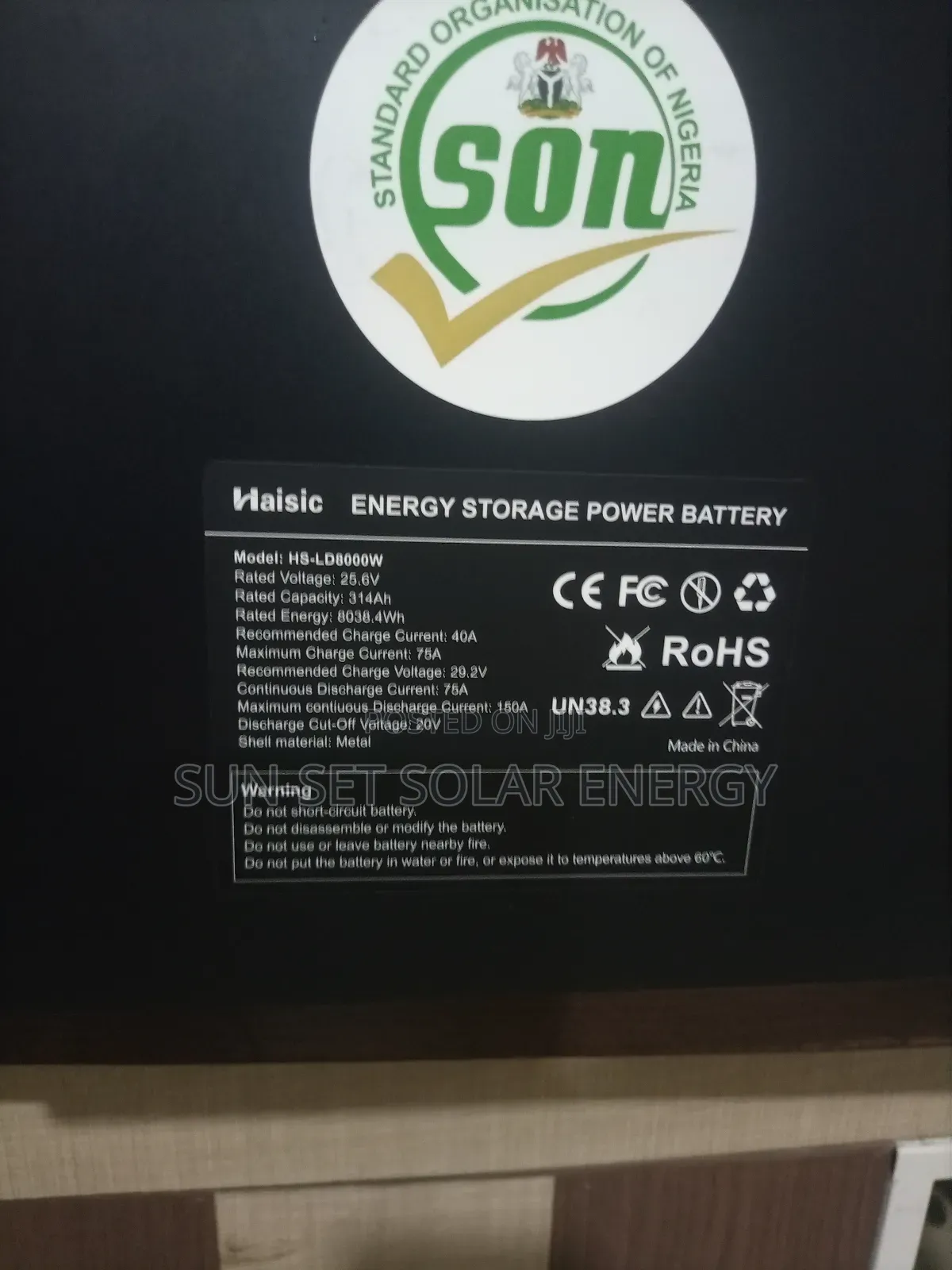 Haisic Lithium Battery 8kwh 314ah 24 v 5yrs Warranty.