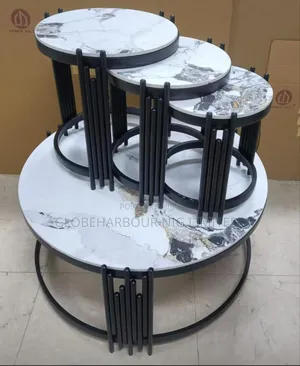Mable Top Luxury Center Table With 3 Side Stool