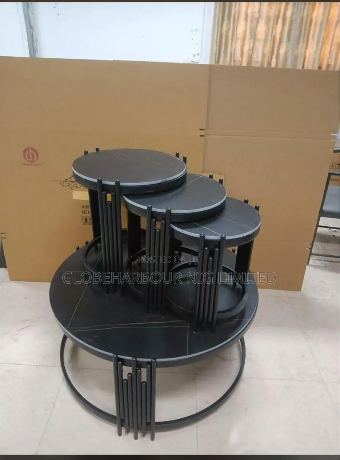 Mable Top Luxury Center Table With 3 Side Stool