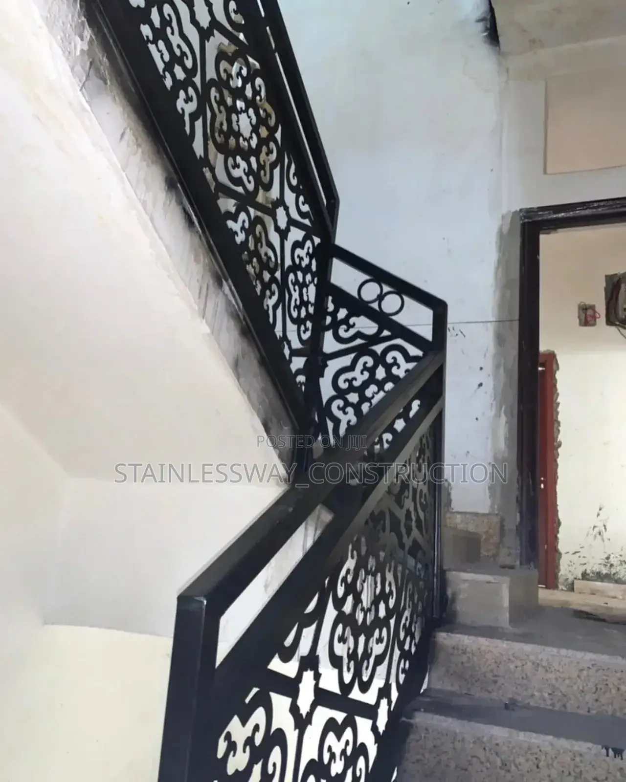 Laser Cut Staircase Black Handrails